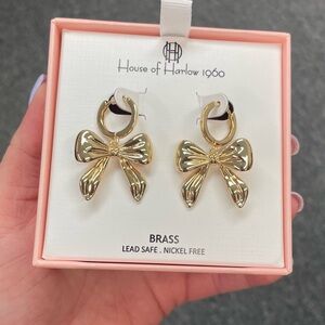 House of Harlow Gold Bow Earrings